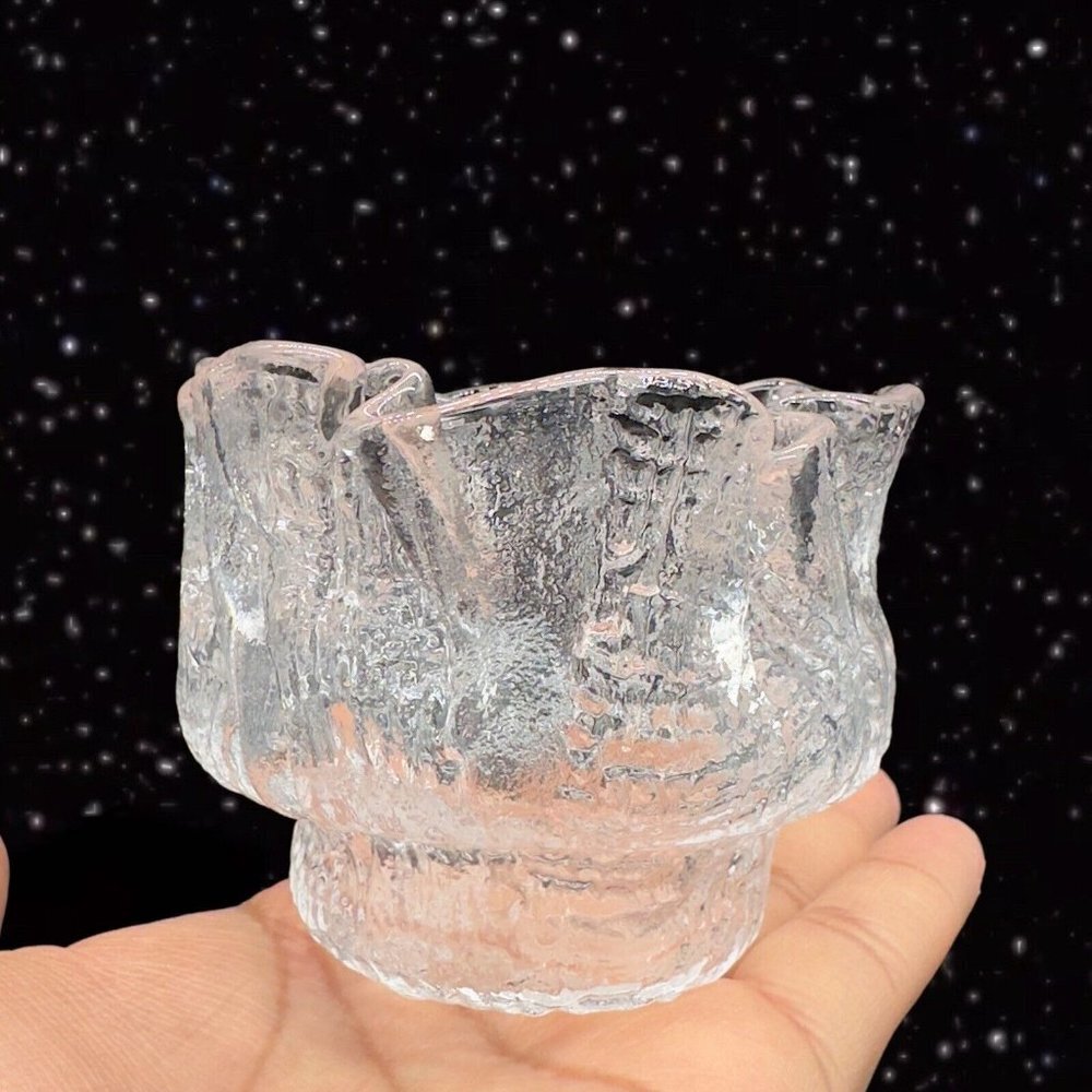 Lindshammer Art Glass‎ Clear Votive Candle H Paperweight Christer Sjogren Sweden